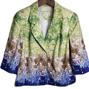 Coldwater Creek SIZE W‎ 18 BLAZER Watercolor Floral Ombre Short Lined Jacket